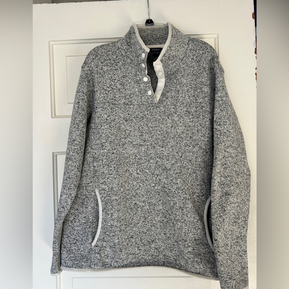 Eddie Bauer Women’s Gray Quarter Snap Sweater